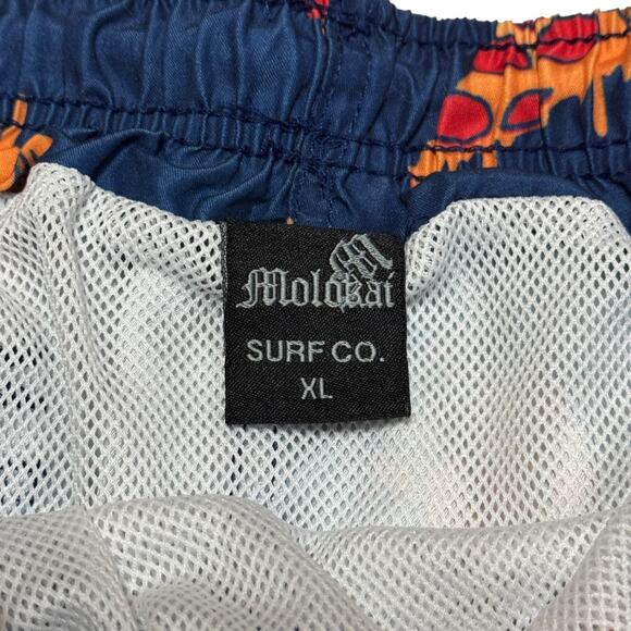 Molokai Surf Co Pizza Board Shorts Swim Trunks Blue XL - Picture 2 of 4